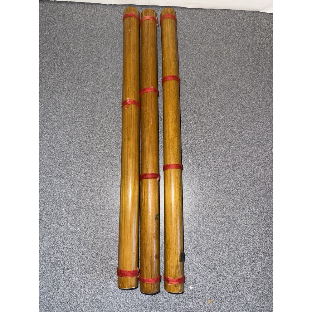 Bamboo Rain Sticks Made in India Lot Of 3 , Red Thread Wrap , Musical, Healing